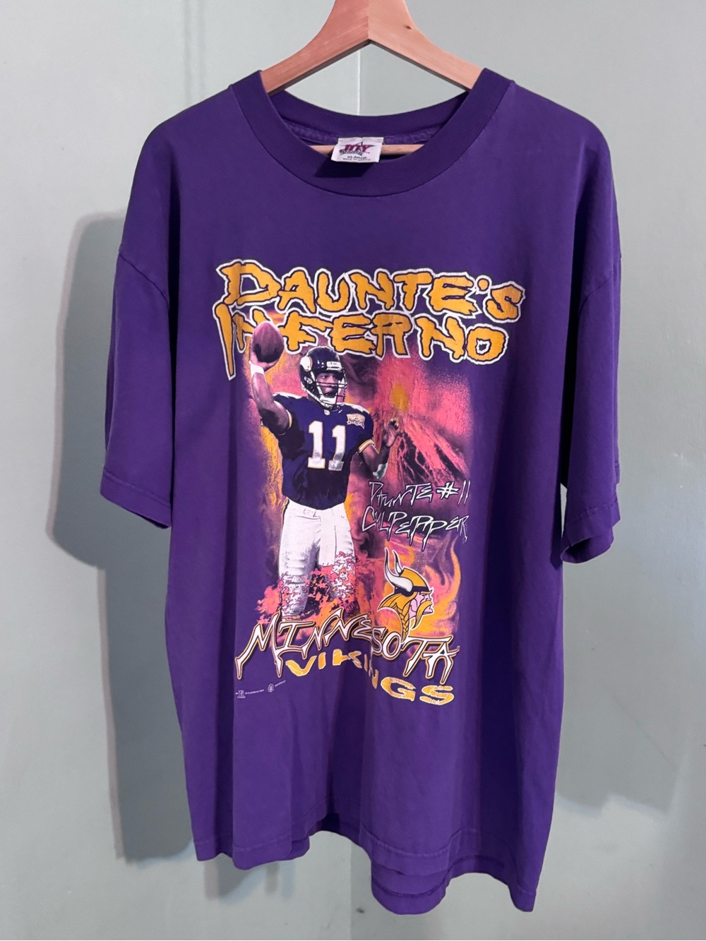 NFL Vintage Football Shirt "Daunte's Inferno" Minnesota Vikings Graphic Tee XL